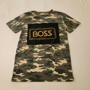 Brooklyn Laundry Camo Kids Tee with Boss Graphic